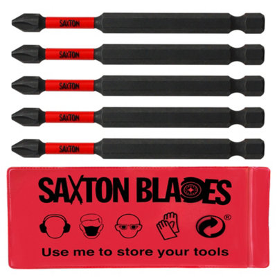 Saxton Blades 5X Saxton Ph2 89mm Long Magnetic Impact Duty Phillips Screwdriver Drill Driver Bits from B&Q