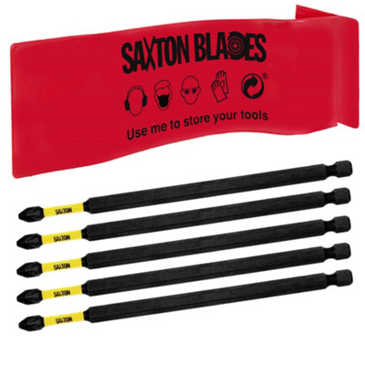 Saxton Blades 5 X Saxton Pz2 152mm Long Magnetic Impact Duty Pozi-Drive Screwdriver Drill Driver Bits from B&Q