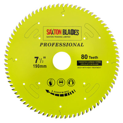 Saxton Blades Saxton Tct19080Tpro Saxton Professional Range Tct Circular Saw Blade 190mm X 80T X 30mm Bore162025mm Reduction Rings from B&Q
