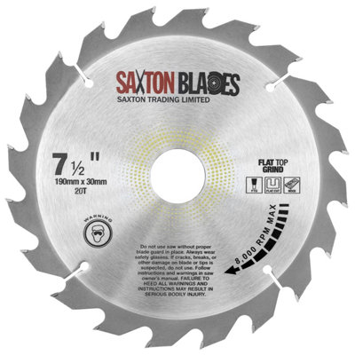 Saxton Blades Saxton Tct19020tftg Tct Circular Saw Blade 190Mm X 20 Teeth X 30Mm Bore + 16, 20 And 25Mm Rings