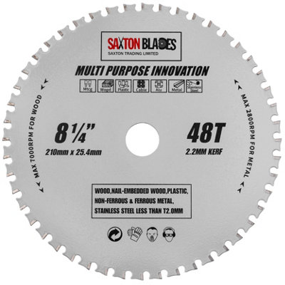 Saxton Blades Saxton Multi Purpose Innovation Tct Circular Saw Blade 210mm X 48T X 25.4mm Bore from B&Q