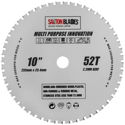 Saxton Blades Saxton Tct25552Tmpt254B Tct Multi Purpose Innovation Circular Saw Blade 255mm X 52 Teeth X 25.4mm Bore from B&Q