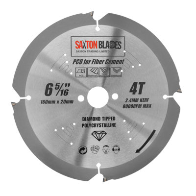 Saxton Blades Saxton Pcd1604T Pcd Circular Saw Blade160mm X 4 Teeth Polycrystalline Diamond Tipped Fibre Cement BoardHard Materials from B&Q