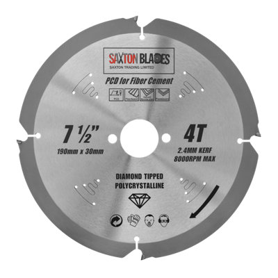 Saxton Blades Saxton Pcd1904T Pcd Circular Saw Blade190mm X 4 Teeth Polycrystalline Diamond Tipped Fibre Cement BoardHard Materials from B&Q