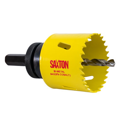 Saxton Blades Saxton Hss Hole Saw M42 Bi-Metal 8% Cobalt Heavy Duty With Arbor (14mm230mm)54mm (2.1/8") + Arbor from B&Q