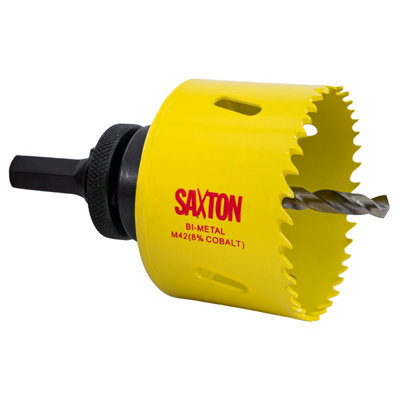 Saxton Blades Saxton Hss Hole Saw M42 Bi-Metal 8% Cobalt Heavy Duty With Arbor (14mm230mm)67mm (2.5/8") + Arbor from B&Q