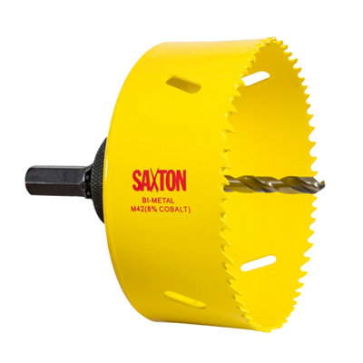 Saxton Blades Saxton Hss Hole Saw M42 Bi-Metal 8% Cobalt Heavy Duty With Arbor (14mm230mm)108mm (4.1/4") + Arbor from B&Q