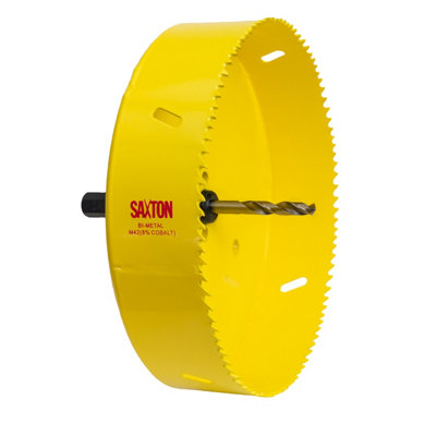 Saxton Blades Saxton Hss Hole Saw M42 Bi-Metal 8% Cobalt Heavy Duty With Arbor (14mm230mm)168mm (6.5/8") + Arbor from B&Q