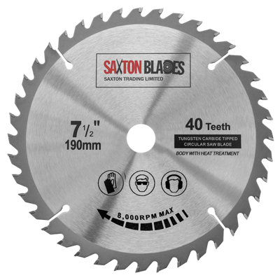 Saxton Blades Saxton Tct19040T20B Tct Circular Saw Blade 190mm X 40T X 20mm Bore (16mm Ring) from B&Q