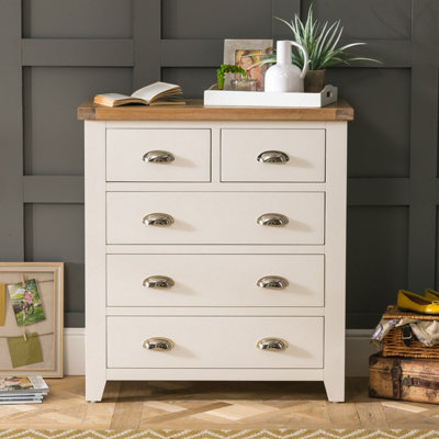 The Furniture Market Cheshire Cream Painted 2 Over 3 Drawer Chest Of Drawers from B&Q