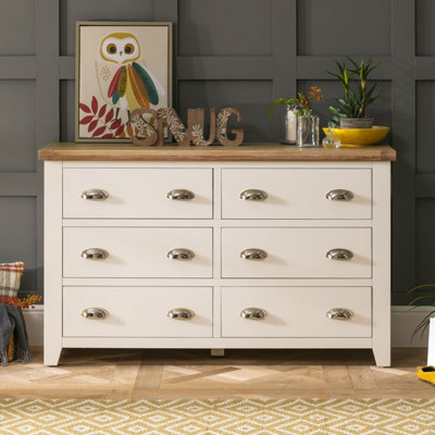 The Furniture Market Cheshire Cream Painted Large Wide 6 Drawer Chest Of Drawers from B&Q