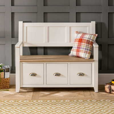 The Furniture Market Cheshire Cream Painted Monks Hall Bench With 3 Drawers from B&Q