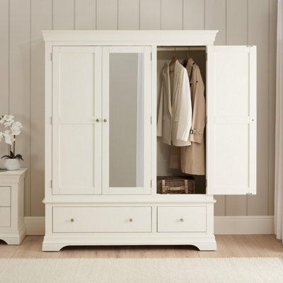 The Furniture Market Wilmslow White Painted 3 Door Triple Wardrobe With Mirror from B&Q