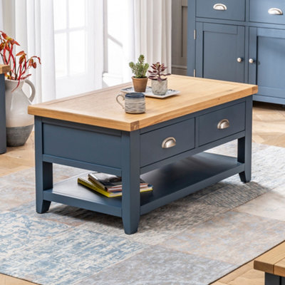 The Furniture Market Westbury Blue Painted 2 Drawer Coffee Table With Shelf from B&Q
