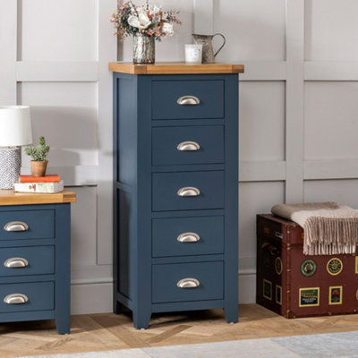 The Furniture Market Westbury Blue Painted 5 Drawer Tallboy Wellington Chest Of Drawers from B&Q
