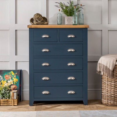 The Furniture Market Westbury Blue Painted Tall 2 Over 4 Drawer Chest Of Drawers from B&Q