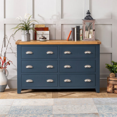 The Furniture Market Westbury Blue Large Wide 6 Drawer Chest Of Drawers from B&Q