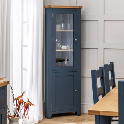 The Furniture Market Westbury Blue Tall Glazed Corner Cabinet from B&Q