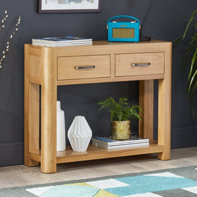 The Furniture Market Soho Oak 2 Drawer Console Hall Table from B&Q