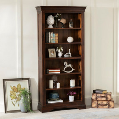 The Furniture Market French Hardwood Mahogany Stained Large Tall Bookcase from B&Q