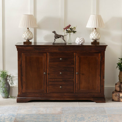 The Furniture Market French Hardwood Mahogany Stained Large Sideboard from B&Q