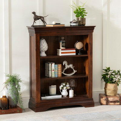 The Furniture Market French Hardwood Mahogany Stained Low Bookcase from B&Q