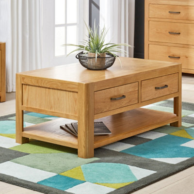 The Furniture Market Soho Oak Curved Coffee Table With 2 Drawers from B&Q