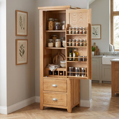 The Furniture Market Cheshire Oak Single Larder Kitchen Cupboard from B&Q