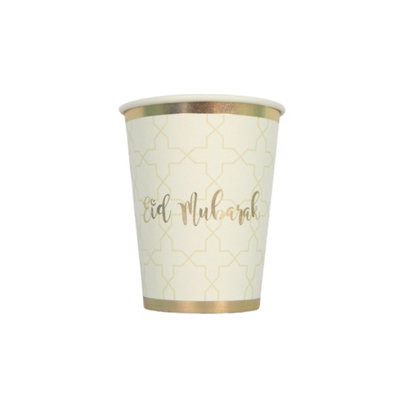 Eid Mubarak Cups (10Pk)Cream & Gold from B&Q