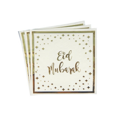 Eid Mubarak Napkins (20Pk)Cream & Gold from B&Q