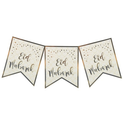 Eid Mubarak BannerCream & Gold from B&Q