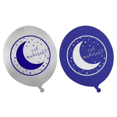 Eid Party Balloons (10Pk)Blue & Silver from B&Q