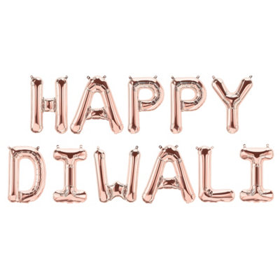 Happy Diwali Foil BalloonsRose Gold from B&Q