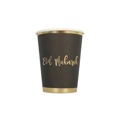 Eid Mubarak Cups (10Pk)Black & Gold from B&Q