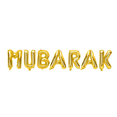 Gold Mubarak Foil Letter Balloons from B&Q