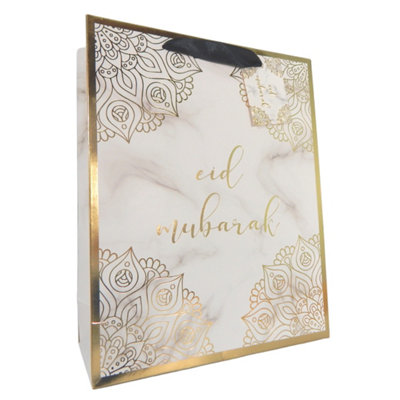 Eid Mubarak Gift Bag Marble Gold from B&Q