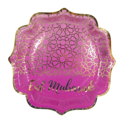 Eid Mubarak Party Plates (10Pk)Purple & Gold from B&Q