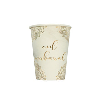 Eid Mubarak Cups (10Pk)Marble & Gold from B&Q