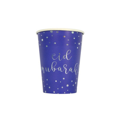 Eid Mubarak Cups (10Pk)Blue & Silver from B&Q