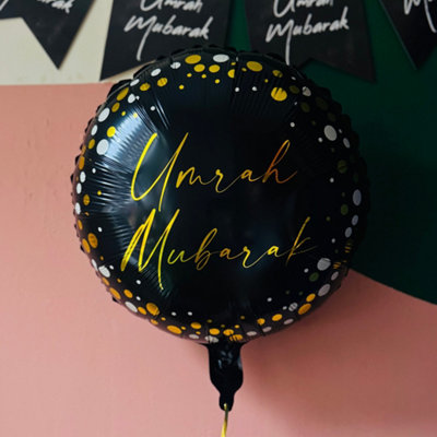 Umrah Round Foil BalloonInflated With Helium from B&Q