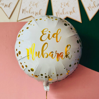 Eid Round Foil BalloonInflated With Helium from B&Q