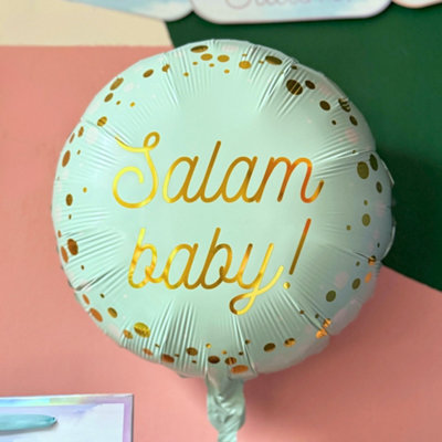 Salam Baby Round Foil BalloonInflated With Helium from B&Q