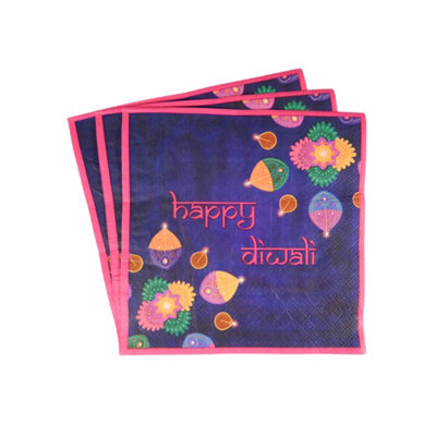 Happy Diwali Purple Party Napkins (20Pk)Purple & Pink from B&Q