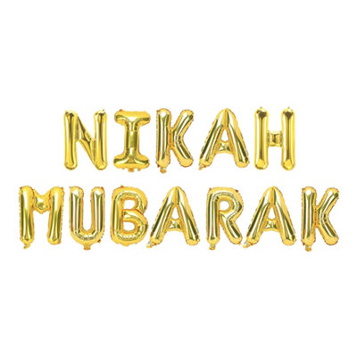 Nikah Mubarak Foil BalloonsGold from B&Q