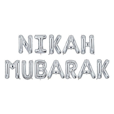 Nikah Mubarak Foil BalloonsSilver from B&Q