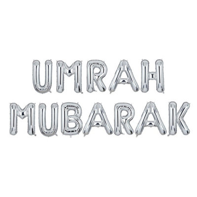 Umrah Mubarak Foil BalloonsSilver from B&Q