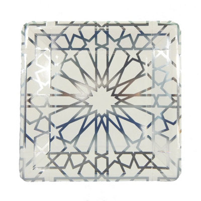 Geo Silver Party Plates10 Pack from B&Q