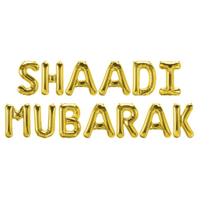 Shaadi Mubarak Foil BalloonsGold from B&Q