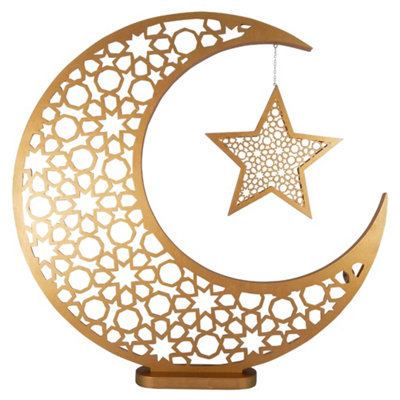  - Large Gold Moon & Star Eid Ramadan Decor
