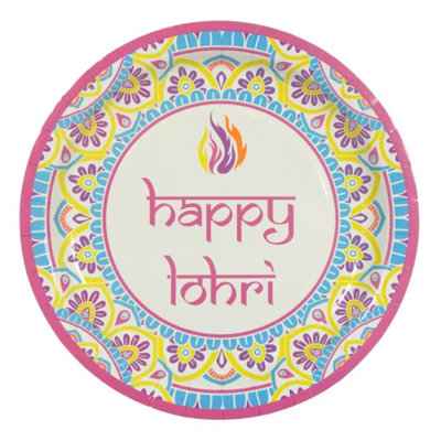 Happy Lohri Party Plates (10Pk)Multicolour from B&Q